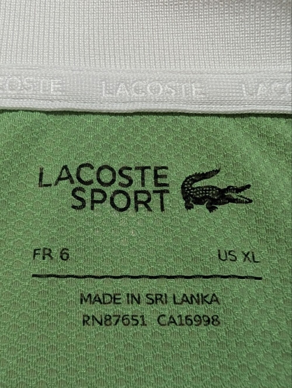 Lacoste Sport Ultra Dry Mens XL FR6 Polo Shirt White Green Colorblock Tennis - Picture 4 of 9